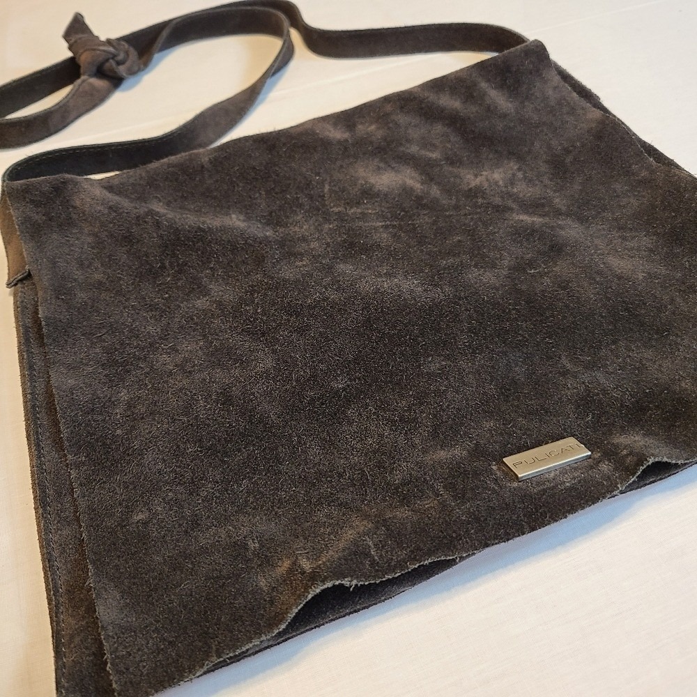 100% Leather Pulicati Slouchy Black Crossbody Shoulder‎ Purse Bag - Picture 2 of 12
